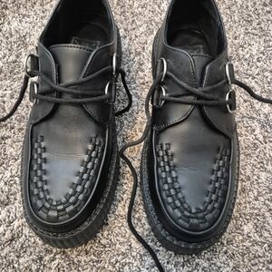 TUK Black Vegan Leather Women's Creeper Shoes Size 9